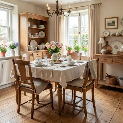 a bed and breakfast dining room set for morning