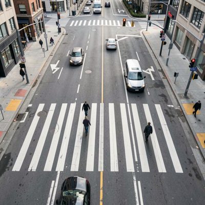 a pedestrian crossing seen from above