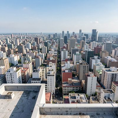 a rooftop view over a dense city