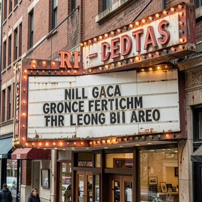 an old cinema marquee with removable letters