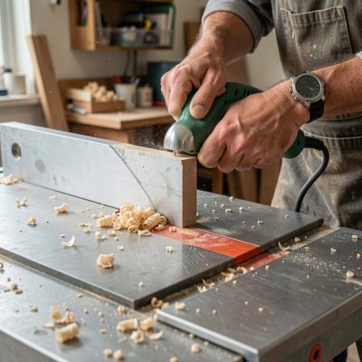 a tenon being cut on a table saw