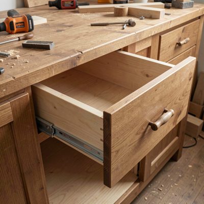 a drawer being fitted into a carcass