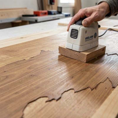 a veneer being pressed onto a panel