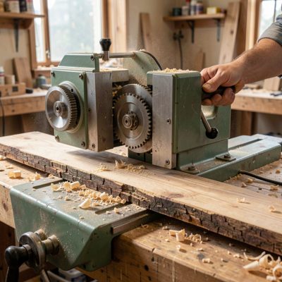 a jointer flattening a rough board