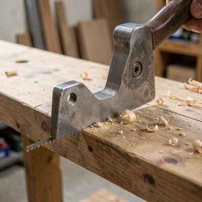 a bench hook holding a piece for sawing