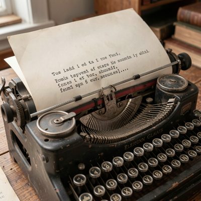 a typewriter with a half typed page