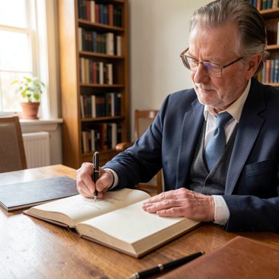 a book being signed by an author