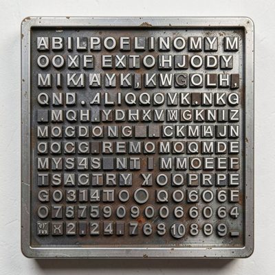 a letterpress tray of metal type