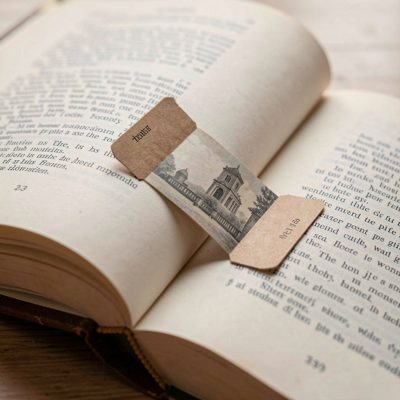 a bookmark placed halfway through a book