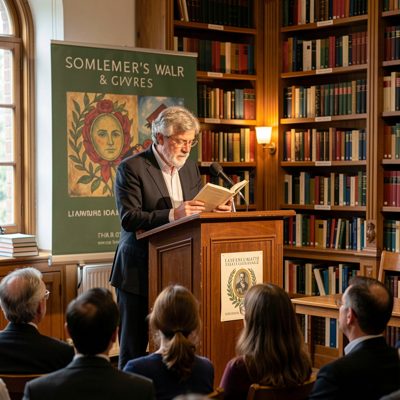 a literary event with a reading at a lectern