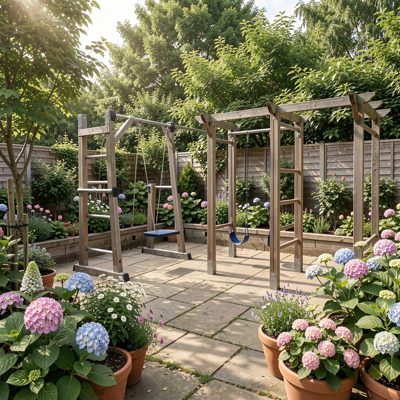 a garden space set up for outdoor practice